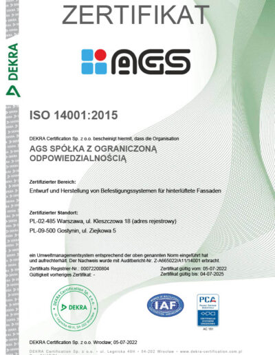 Certyfikat elektroniczny ISO 14001 DE1024_1